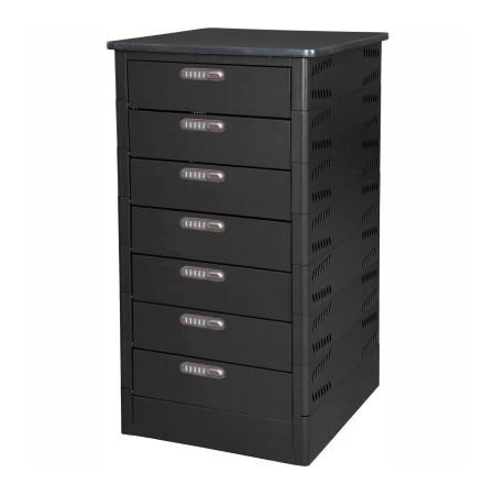 Datum Filing Systems Datum TekStak Laptop Storage Locker W/ Laminate Top, 7 Bays, Electronic Lock, Black TEKS7-C-LT-T25-L1595-60